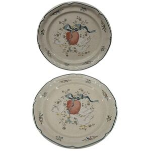 *Chips on Back* Vintage Set of 2 Marmalade Goose 10.5" Dinner Plates Display
